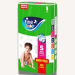 Fine Baby Diapers Maxi Size 5, (11-18Kg), 52 Diapers