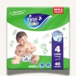 Fine Baby Diapers Large Size 4, (7-14 Kg), 40 Diapers