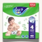 Fine Baby Diapers Large Size 4, (7-14 Kg), 60 Diapers