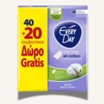 Everyday All Cotton Normal Pantyliners, 40+20 PCS