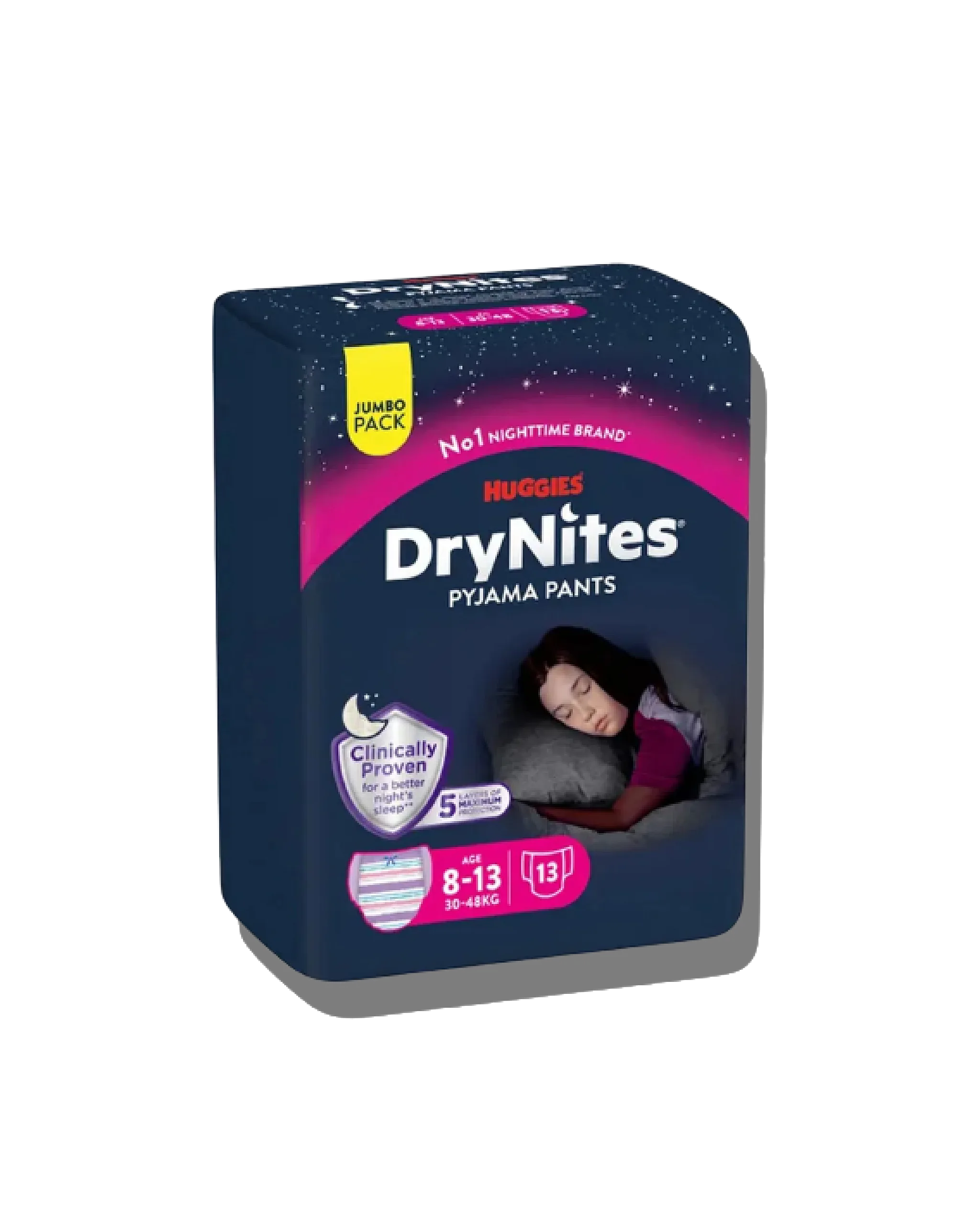 2066_original_ai_nobg_final_2048x2560 Huggies DryNites Jumbo Girl Diapers 8-13 Years - الصورة 1