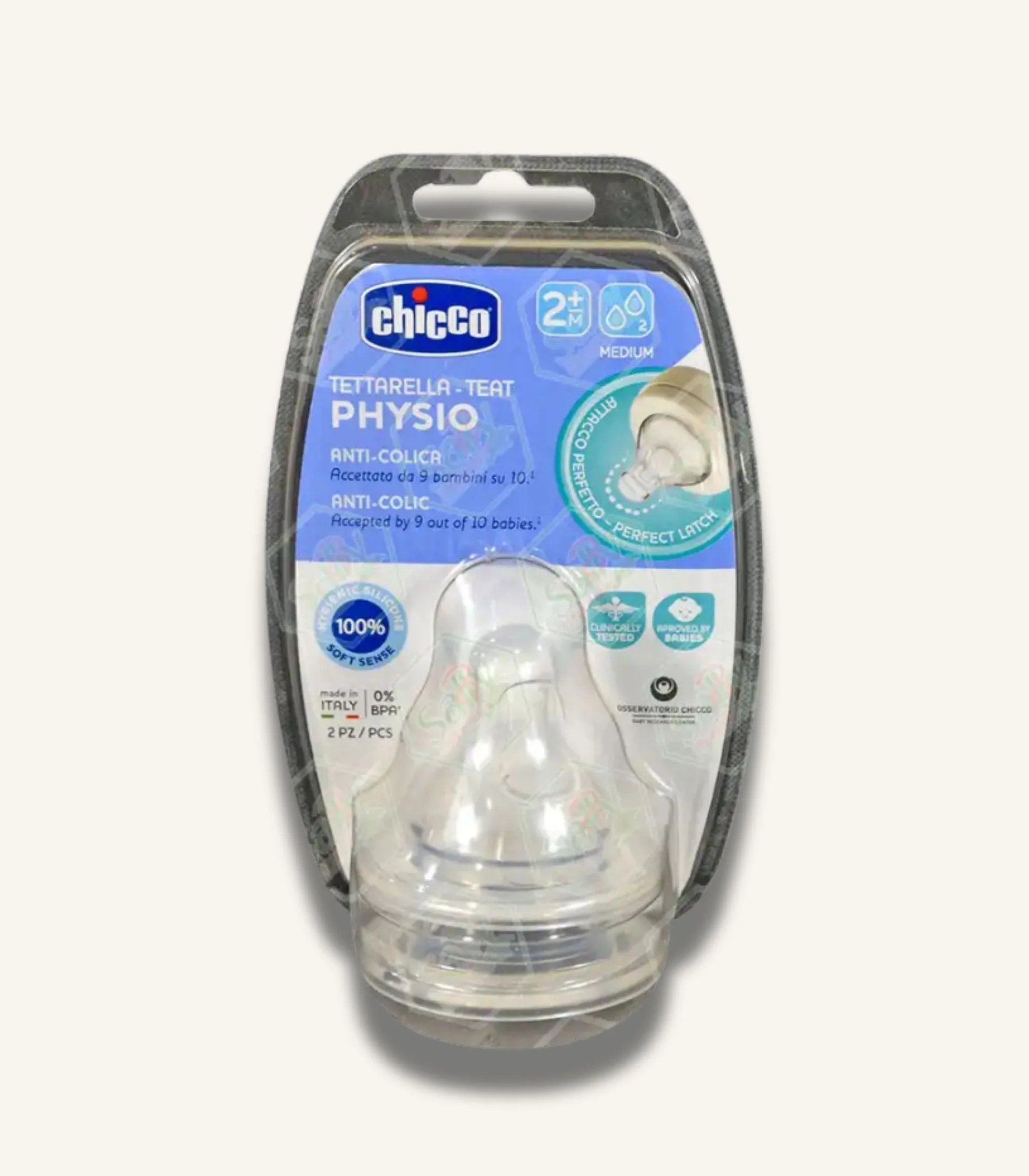 IMG_4703 Chicco Perfect 5 2m+ Silicone Medium Flow Anti Colic Teat, 2 Pcs - الصورة 1