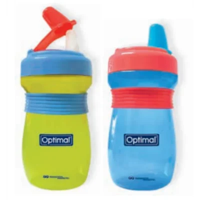 Optimal Non Spill Feeding Bottle With Handle 300ml Blue, Green