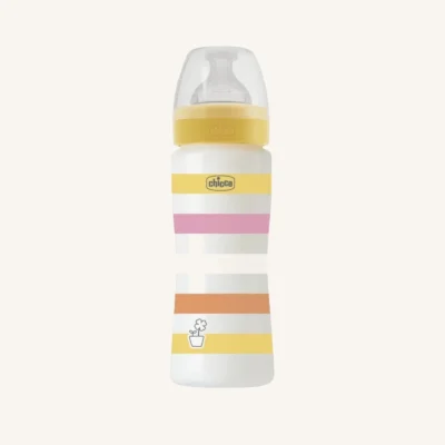 Chicco Well-Being Anti-Colic Feeding Bottle 330ml, Fast Flow 4m+ – Yellow