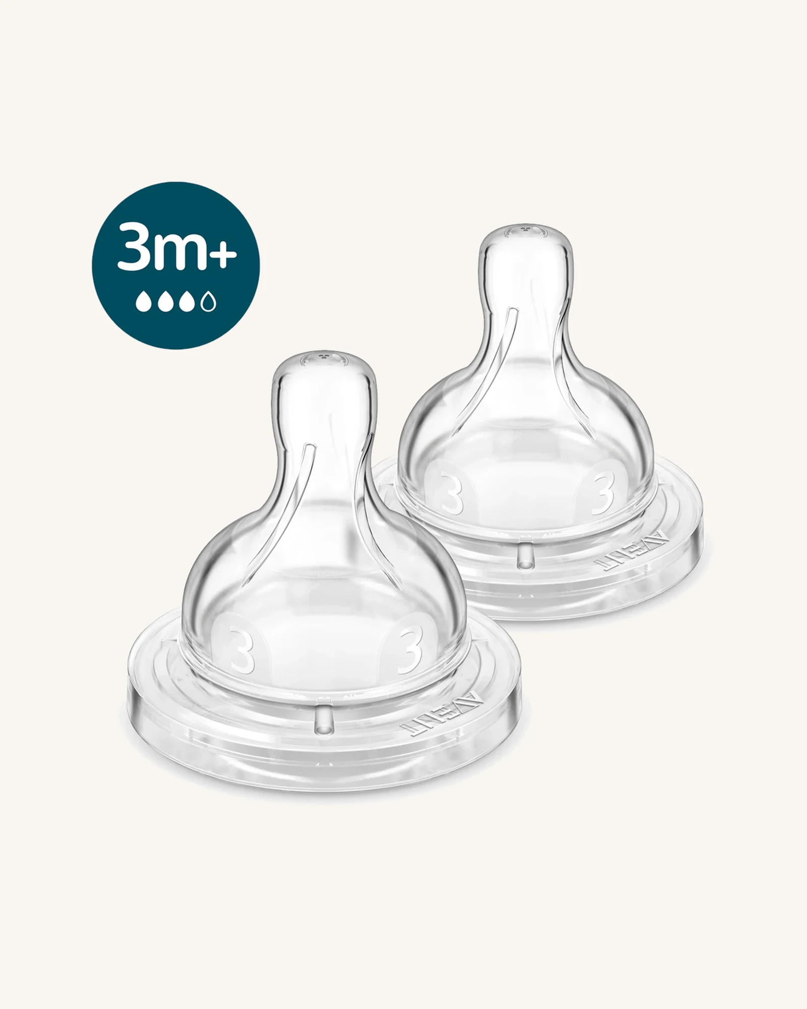 Philips Avent Anti-Colic Teat Flow 3 Medium, 3m+ – 2 Pieces