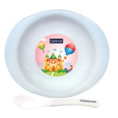 Optimal Solid Body Feeding Plate With Soft Spoon White