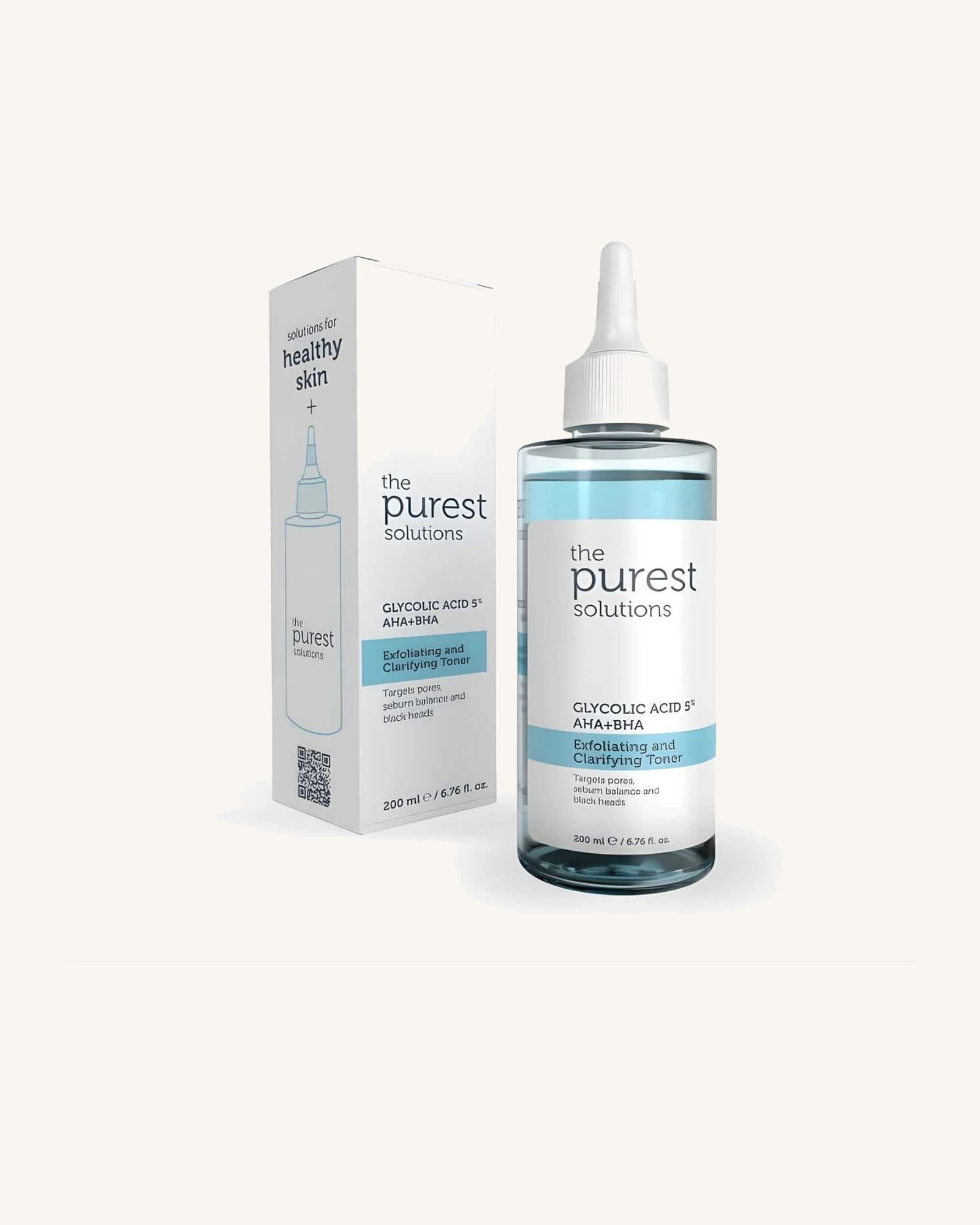 The Purest Solutions Glycolic Acid 5% AHA + BHA Exfoliating & Clarifying Toner - 200ml