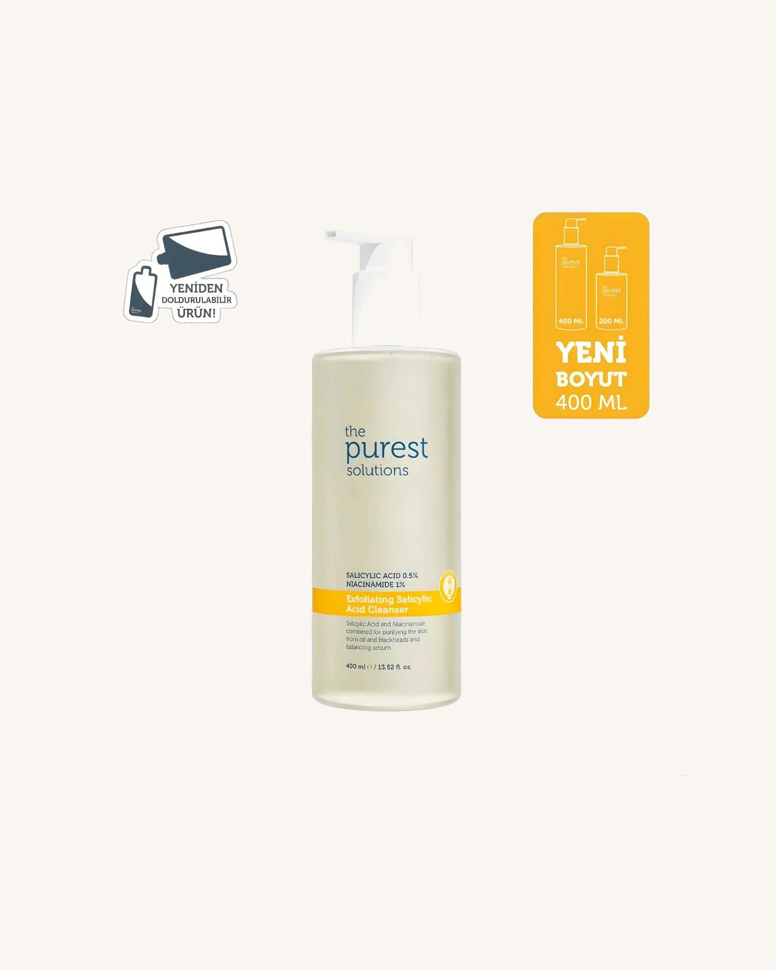 The Purest Solutions Exfoliating Salicylic Acid Cleanser 0.5% Salicylic Acid + 1% Niacinamide - 400ml