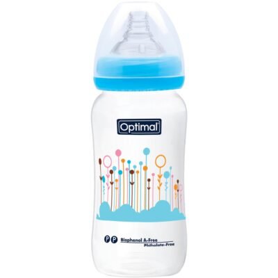 Optimal Wide Neck Feeding Bottle 300ml Blue, Pink, White