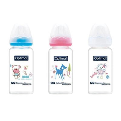 Optimal Glass Feeding Bottle 160ml Blue