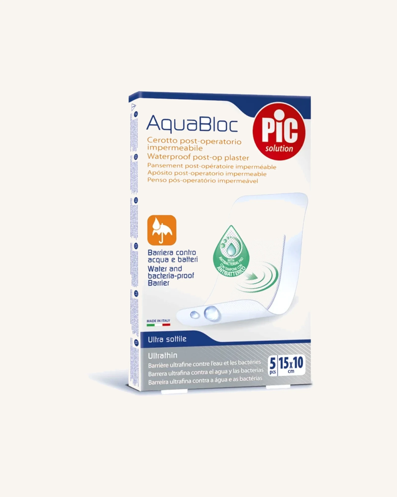 5 AQUABLOC PLASTERS CM10X15 ST ANTIBAC