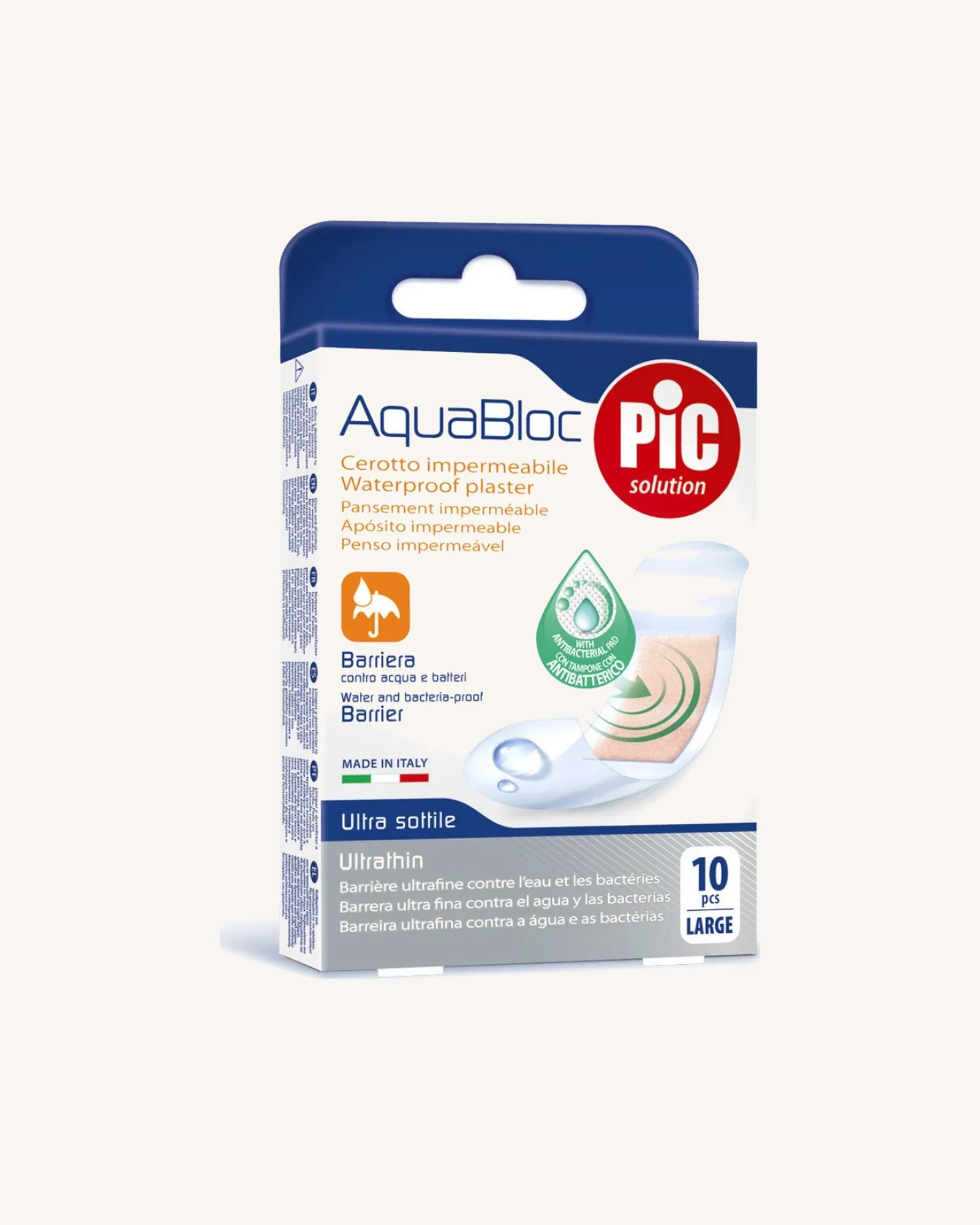10 PLASTER AQUABLOC 25*72 MM ANTIBACTER