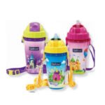 Optimal Silicone Straw Bottle 250ml Blue, Pink, Purple