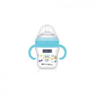 Optimal Mamilla Extra Wide Neck Feeding Bottle With Handle, Double Anti Colic System 210ml (6 Months+) Blue, Pink, Green