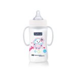 Optimal Wide Neck Feeding Bottle With Handle 300ml Blue, Pink, White
