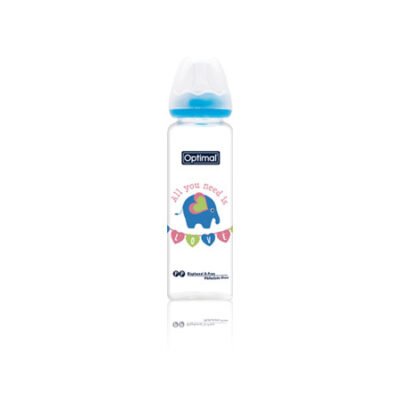 Optimal Glass Feeding Bottle Colored 240ml Blue, Pink, White