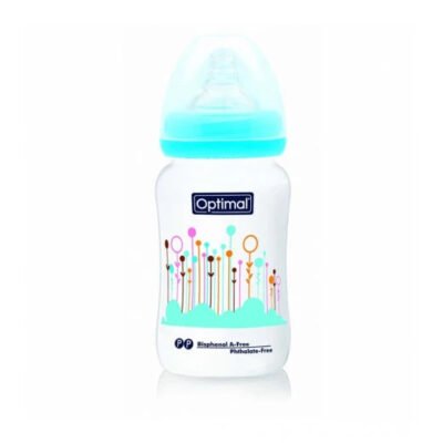 Optimal Wide Neck Feeding Bottle 240ml Blue, Pink, White