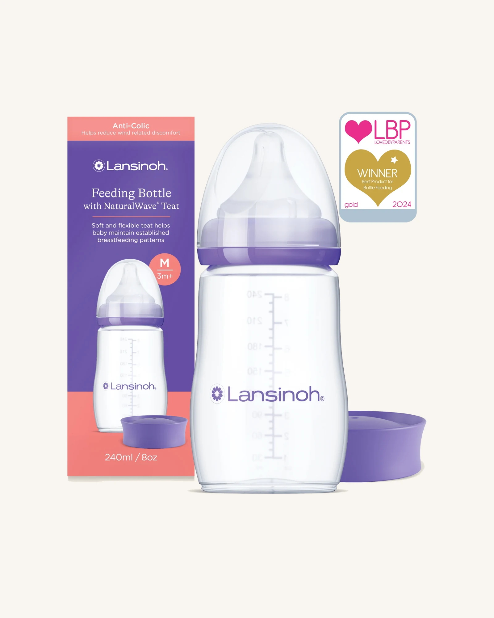 Baby Feeding Bottles 240ml with NaturalWave® Teat